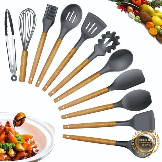 Jogo de Cozinha com 12 Peças de Silicone