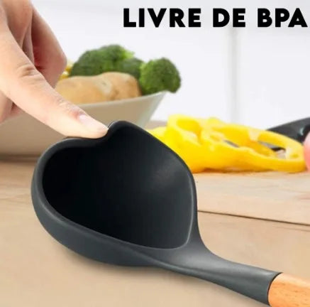 Kit 12 Peças de Utensílios de Cozinha em Silicone com Suporte - Livre de BPA e Antiaderente