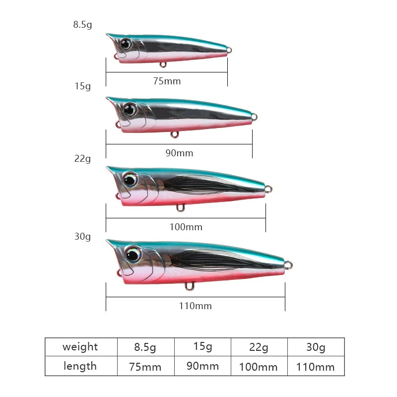 Isca Artificial LETOYO Popper Flutuante - 8.5-30g