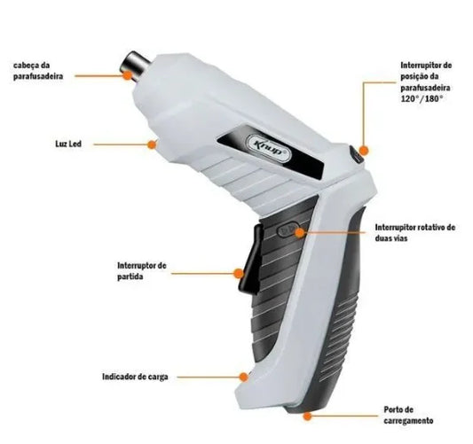 Parafusadeira Portátil Wireless 32 Pontas Recarregável