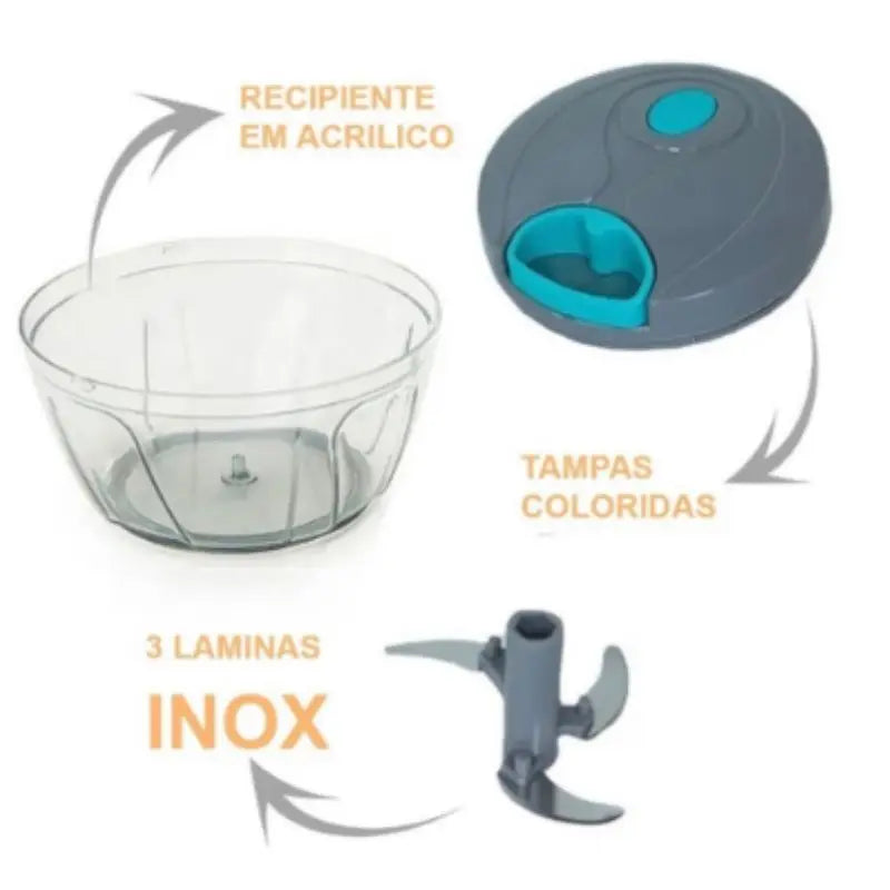 Processador Manual de Alimentos Premium 3 Lâminas Inox