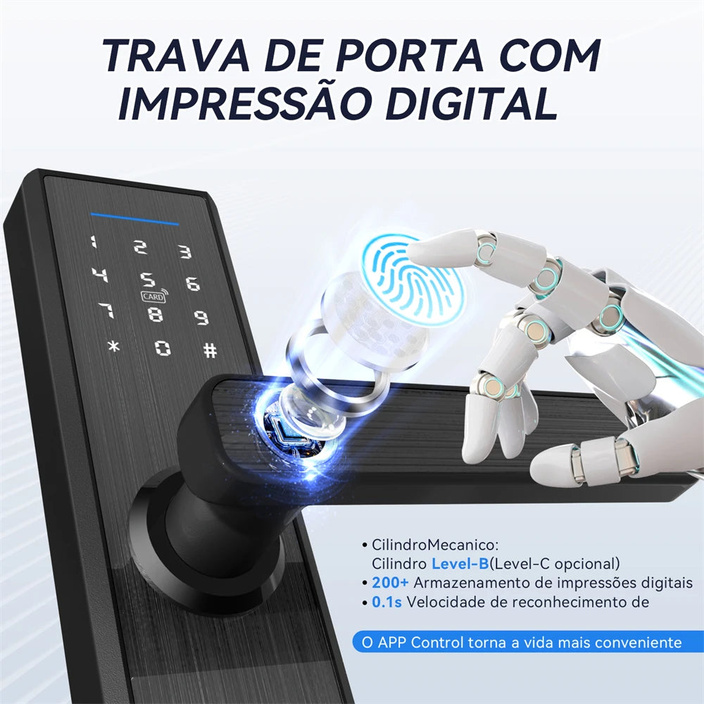 Fechadura Inteligente Intelar X1 Tuya com Biometria e Wi-Fi