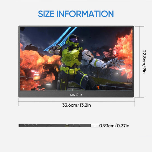 Monitor Portátil ARZOPA 16.1" com 144Hz