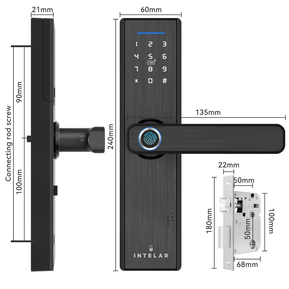 Fechadura Inteligente Intelar X1 Tuya com Biometria e Wi-Fi