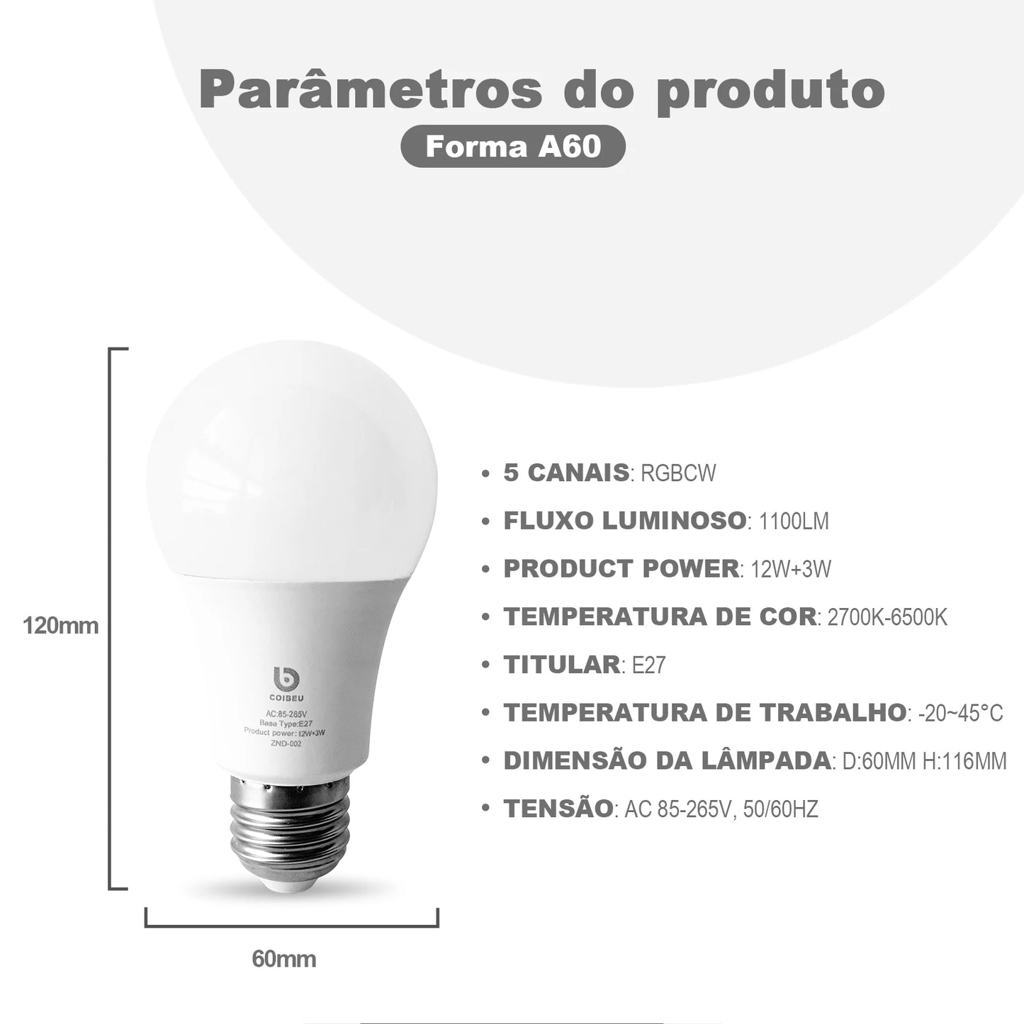 Lâmpada Inteligente Alexa com LEDs - Iluminação Smart 15W para Casa