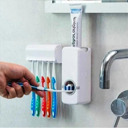 Dispenser de Pasta de Dente com Aplicador e Suporte para Escova de Dente: Organizador para Banheiro