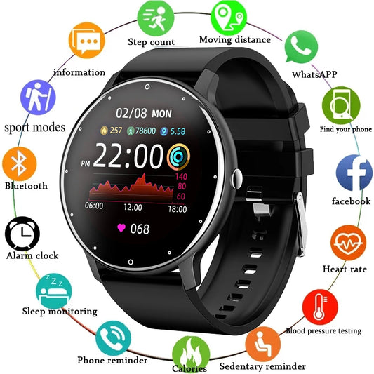 Smartwatch 2023 para Homens e Mulheres – Relógio Fitness à Prova d'Água com Monitor de Sono, Frequência Cardíaca, Chamada Bluetooth e Compatibilidade com Android e iOS